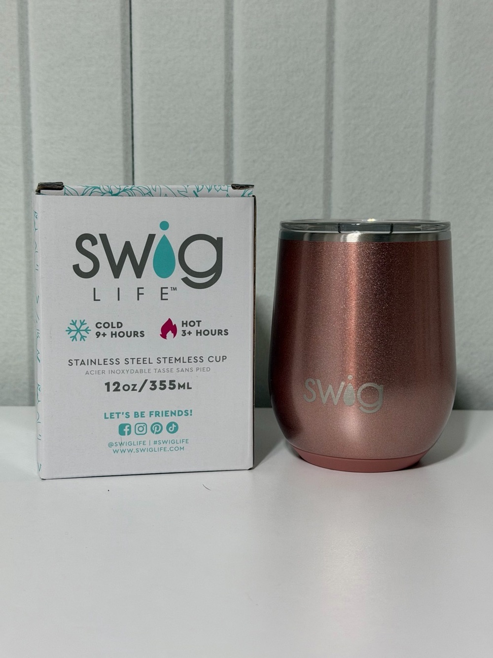Swig Rose Metallic Insulated Stemless Wine Tumbler - 12 oz - Picture 2 of 6